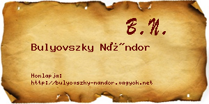 Bulyovszky Nándor névjegykártya
